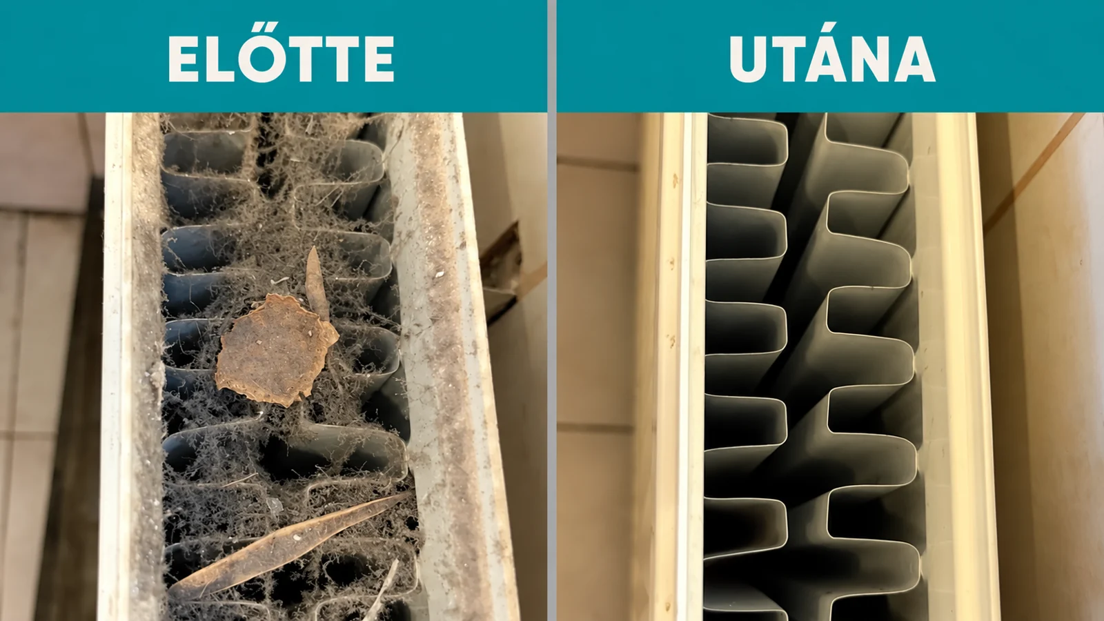 Radiátor tisztítás előtt és után, saját munkánk